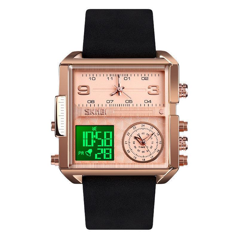 Skmei square 3 time Analog Digital 41mm dial watch for Men 1584 Original - Skmeico