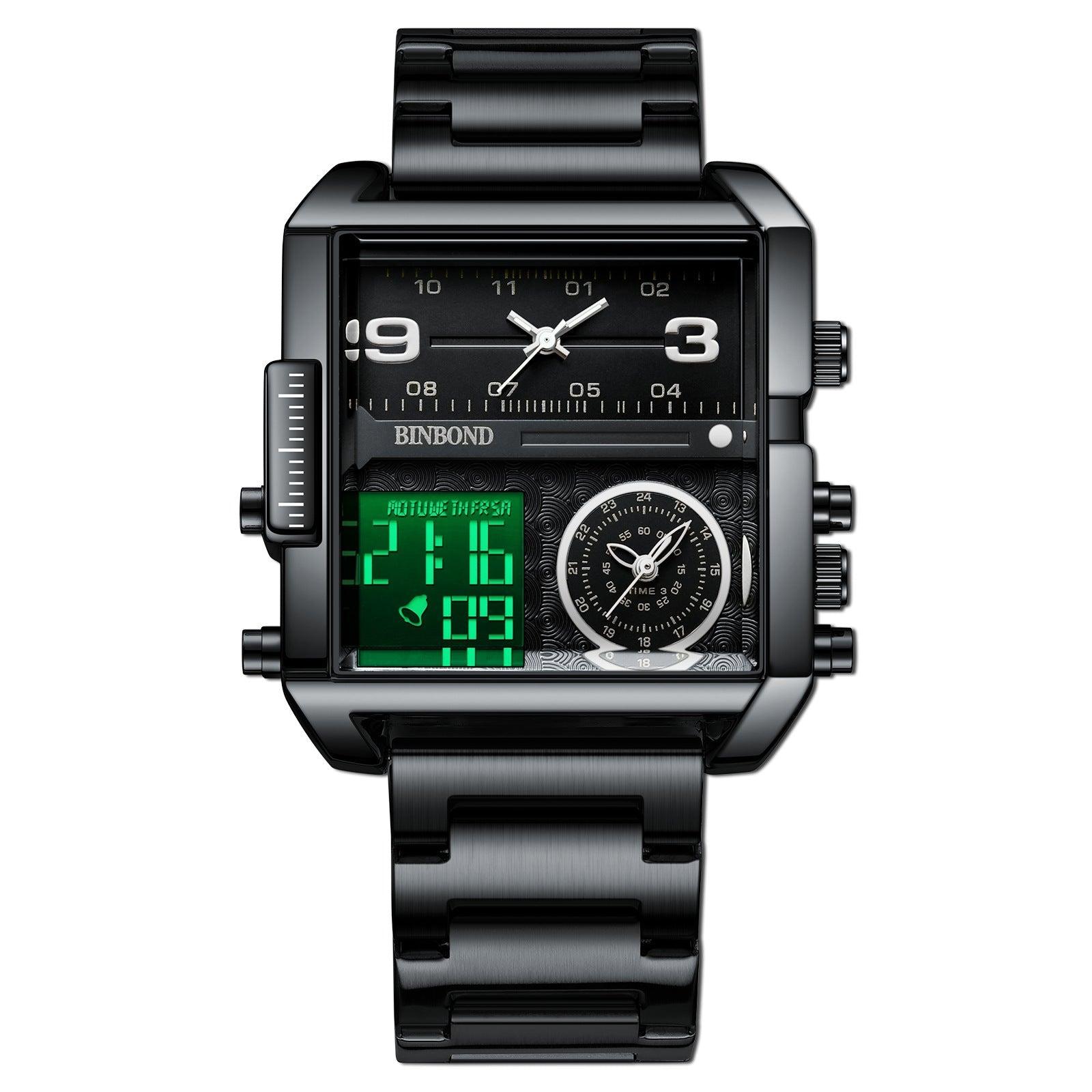 BINBOND Men's Fashion Large Dial Multi-functional Sports Quartz Watch - Skmeico