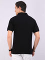 Xura Solid Men Polo Neck Black Regular Fit T-Shirt Plain Xura