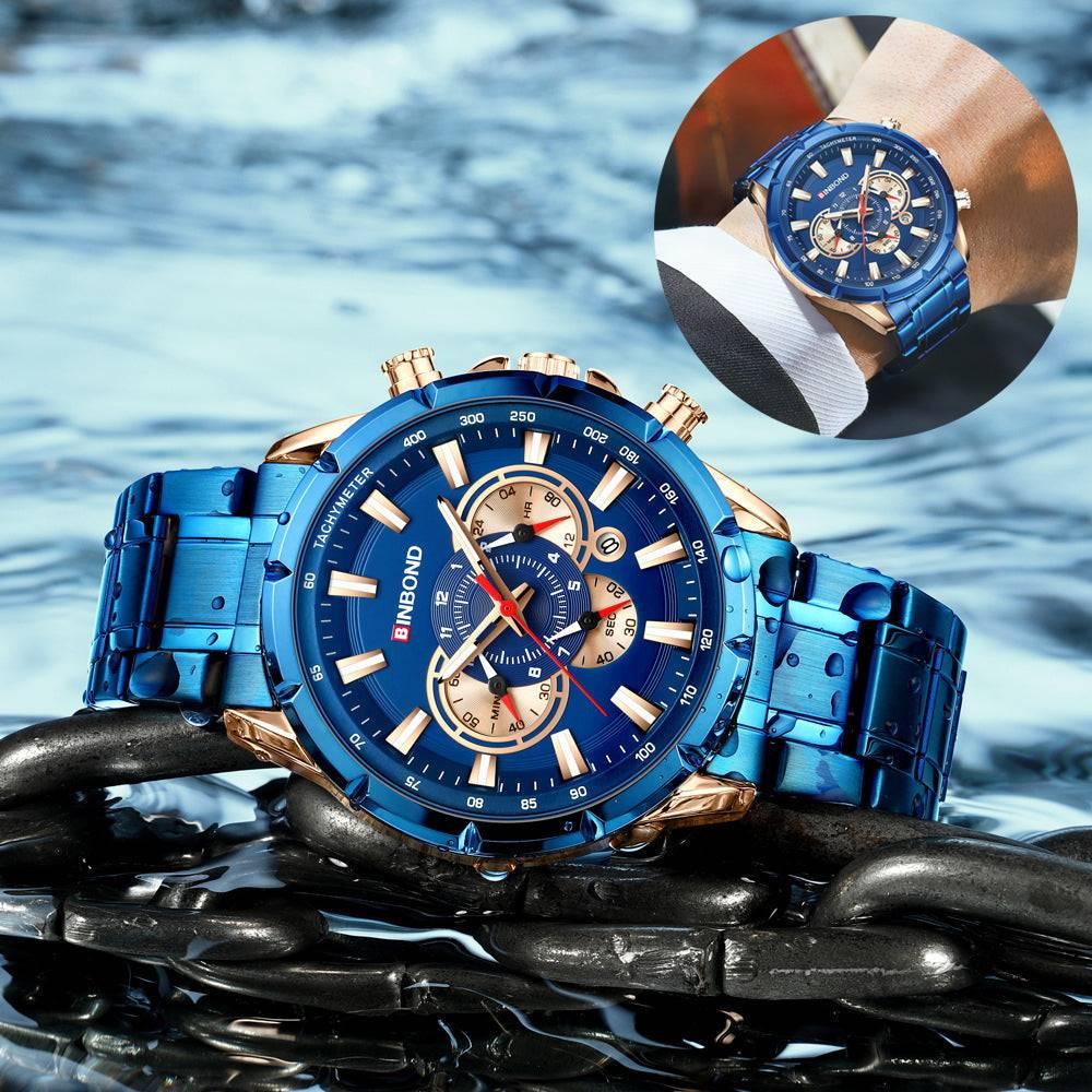 BINBOND Tactical Waterproof Watch Timing Multi-Pointer Quartz Watch