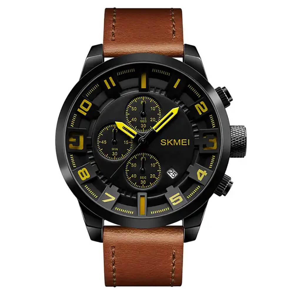 Skmei Chronograph Genuine Leather Quartz watch For Men 1309 Original
