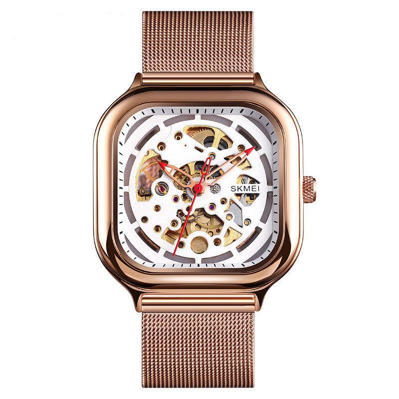 Mens Watch Hollow Automatic Mechanical Watch Rubber Strap Mens Waterproof  Function Wrist Watch | Buy , Save | Temu