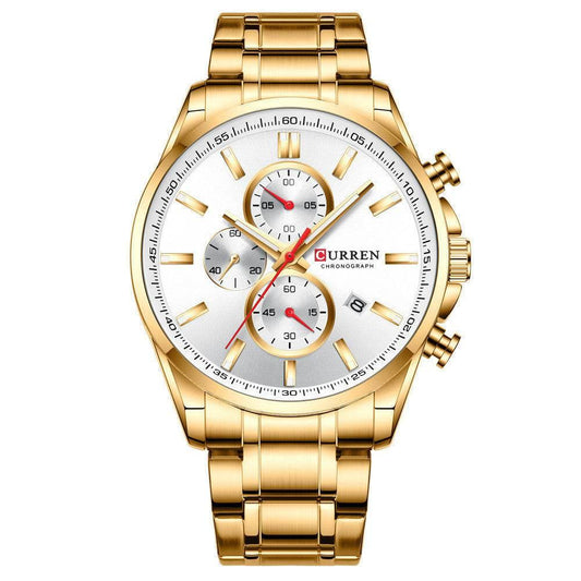 Curren Men'S Watch Waterproof Quartz Watch Six-Hand Watch Calendar Watch Steel Band