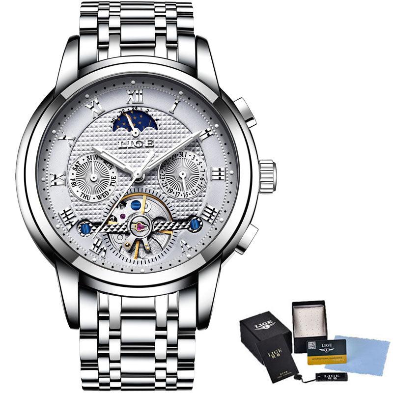 Lige Tourbillon multifunctional Automatic mechanical watch for Men 9851