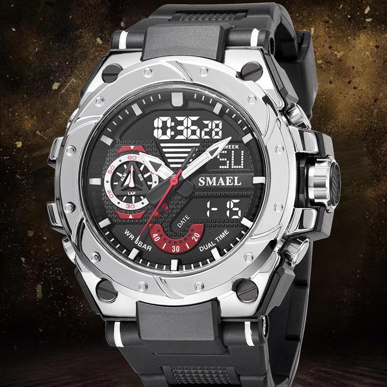 SMAEL Dual Time Display Watch Men Waterproof Electronic Digital Quartz  Wristwatch with Purple Dial Chronograph Date Alarm 8066 - AliExpress