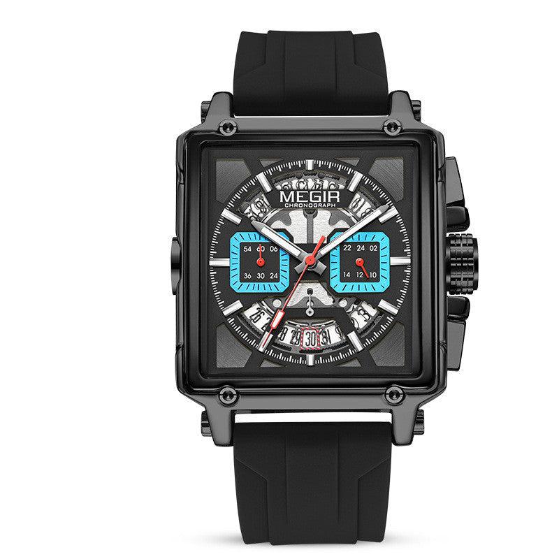 Megir Square Waterproof Luminous Sports Quartz Multi-function Watch
