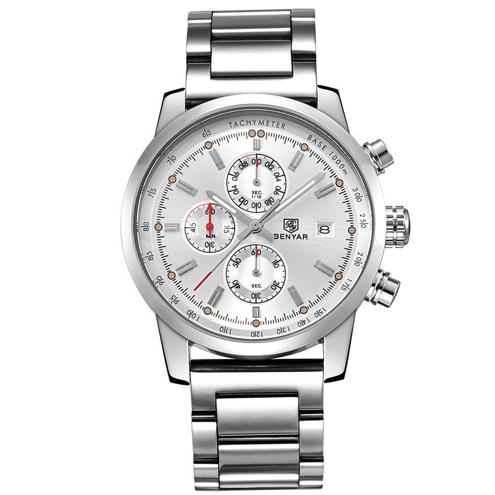 BENYAR Watch Men Sport Quartz Male Chronograph Date Blue Top Brand Luxury  Clock Rubber Military Business
