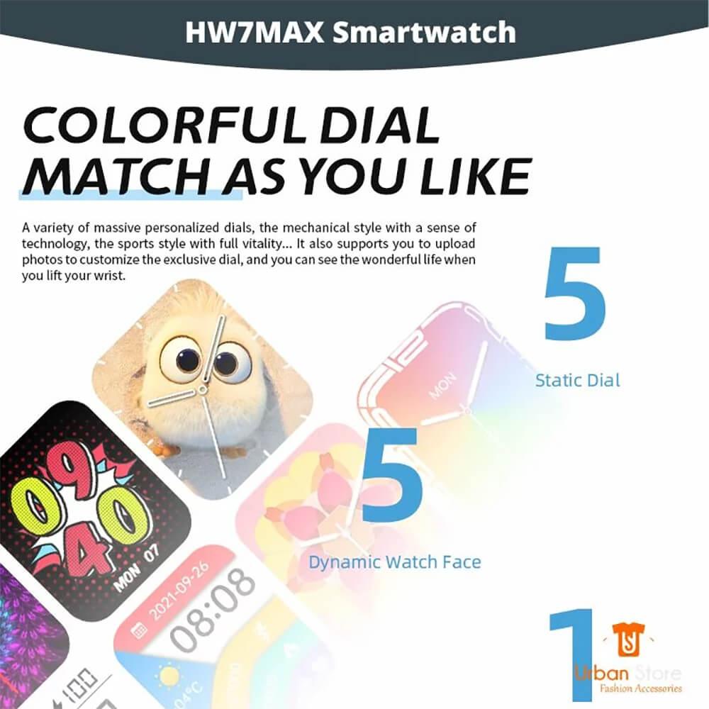 HW7 Max Smart Watch Curved Display 1.99" Display Heart Rate Monitor Wireless Charging - Skmeico