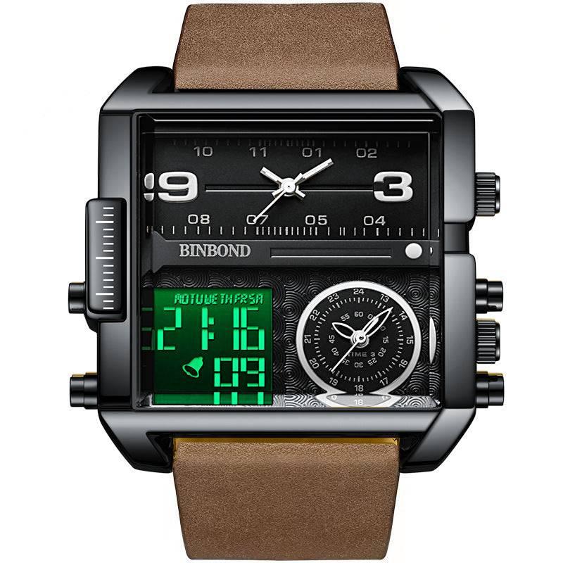 BINBOND Men's Fashion Large Dial Multi-functional Sports Quartz Watch