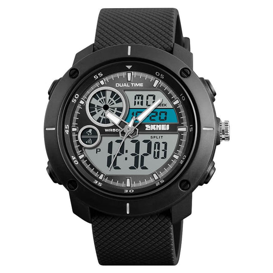 Skmei 1361 Original Analog Digital Big Dial Sport watch for Men Black - Skmeico