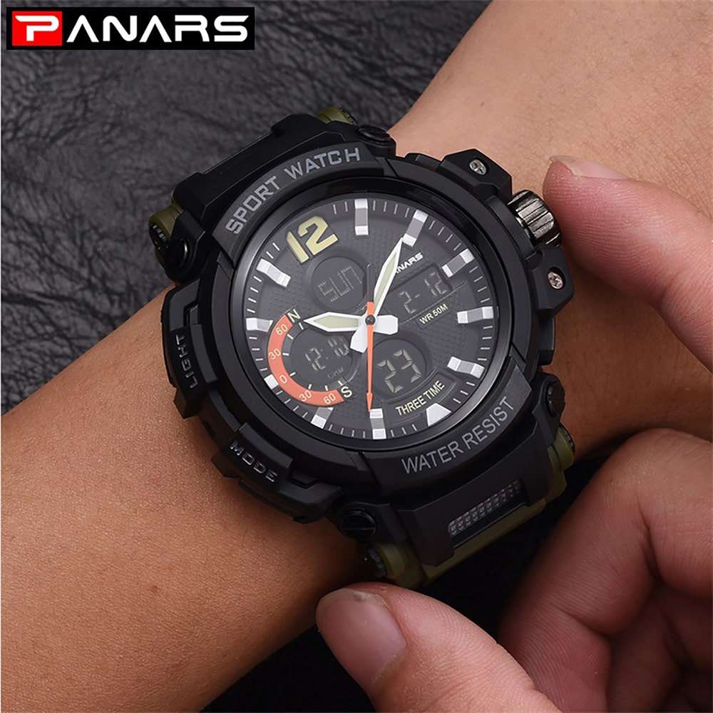 Panars Sports Outdoor Electronic Watch Pu Strap Alarm Clock Stopwatch Men  Watch Waterproof Multi Function Military Watches 2022 | Fruugo BH