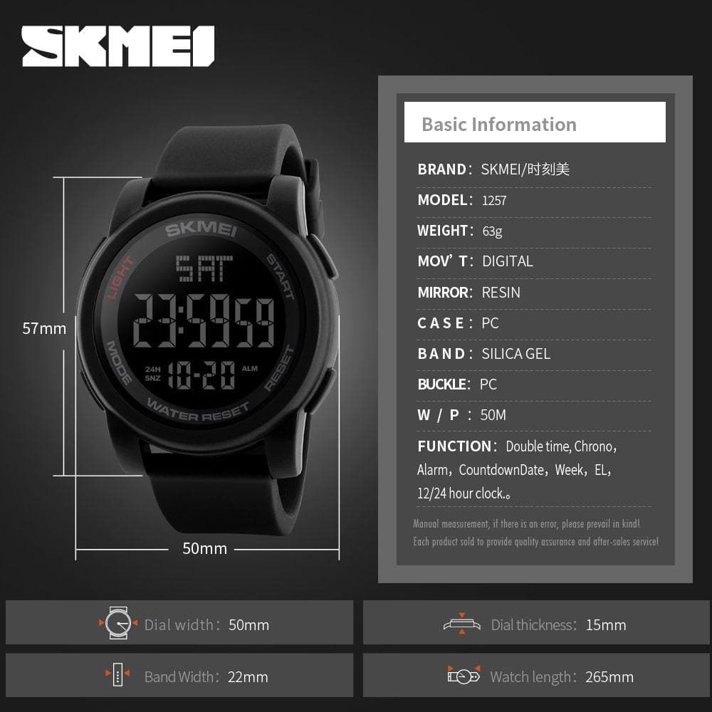Skmei 1257 Original Digital Round waterproof watch for Men Skmei