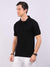 Xura Solid Men Polo Neck Black Regular Fit T-Shirt Plain Xura