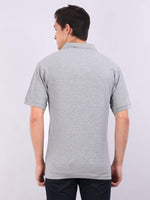 Xura Solid Men Polo Neck Grey Melange Regular Fit T-Shirt Plain Xura