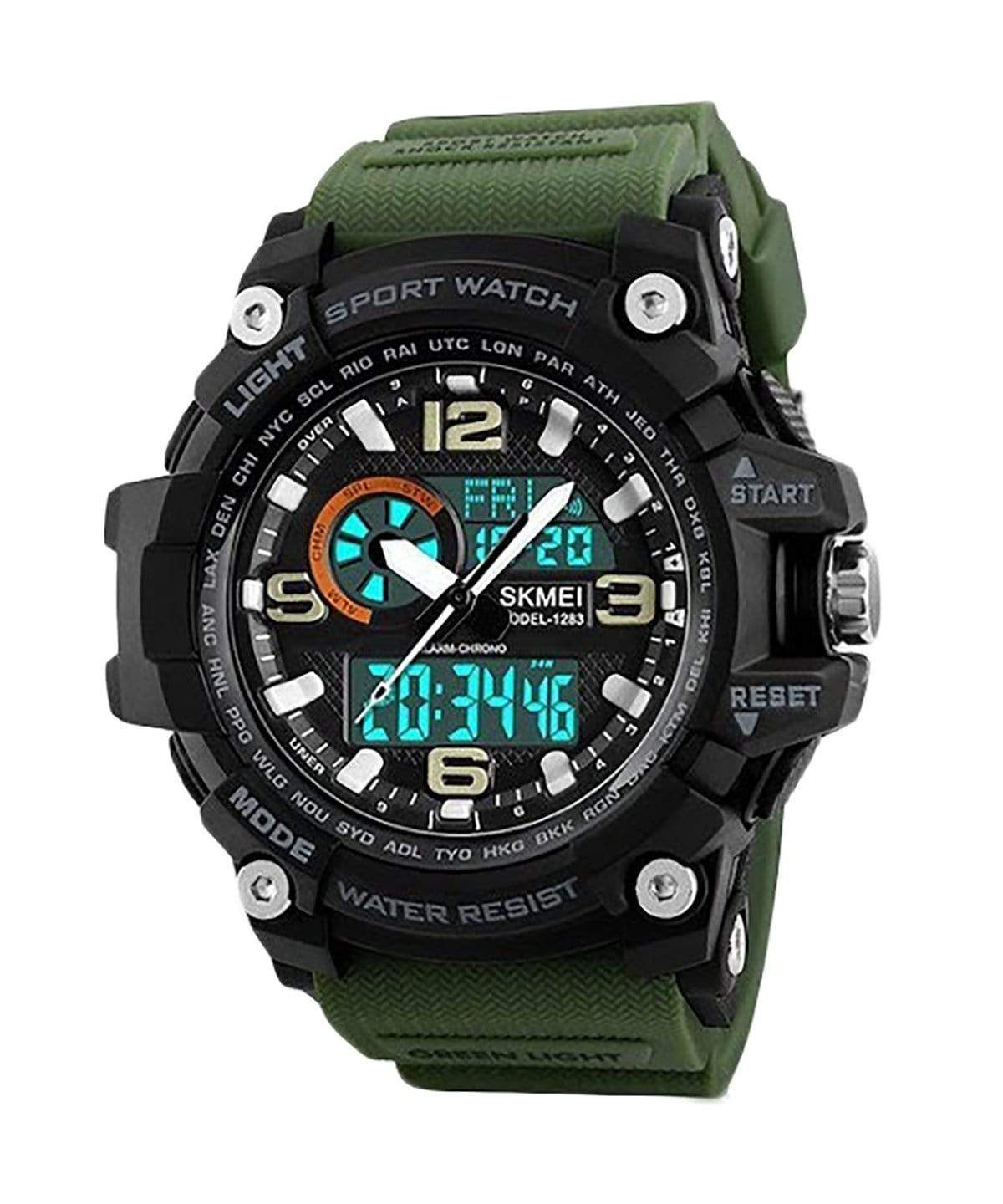 1283 Analog Digital Sports watch for Men Green Skmei