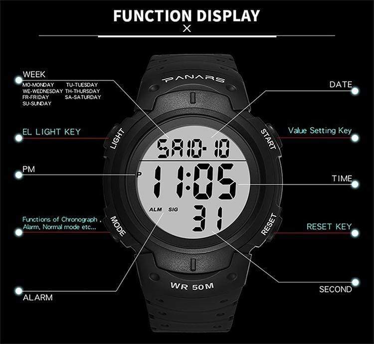 wrist watches panars 8208 gold digital waterproof heavy duty wrist watch for men 4